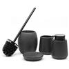 Inbagno Set Accessori Bagno in Ceramica Nera Glitterata, con Dispenser Sapone, Portaspazzolini, Portasapone e Portascopino