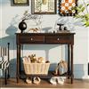 MODERION SFZ02 - Tavolo consolle in legno massello, con 2 cassetti, robusto e stabile, per soggiorno, corridoio, camera da letto, ecc. 90 x 35 x 77 cm (larghezza x profondità x altezza), colore