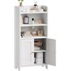 BEWISHOME Mobile da Bagno, Mobiletto Bagno per Bagno, Soggiorno, Cucina, con 2 Porte e 2 Divisori Regolabili, 20 x 37 x 80 cm, Bianco, EYYG08W