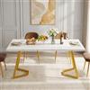 Lailang 140cm Tavolo da Pranzo, Mobili Cucina, Tavolo Effetto Marmo, Tavolo Pranzo Bianco, 140 x 80 x 75 cm, White Gold Faux Marble