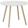 Yirtree Tavolo Rotondo Moderno con Gambe in Legno, Per Cucina e Sala da Pranzo, Bianco