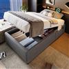 Autheria Letto Singolo con Contenitore 90x190 cm con USB Type C, Letto imbottito con senza testiera, letto singolo con rete a doghe su tutta la superficie,letto per ragazzi