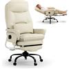 FLEXISPOT Sedia Ergonomica 3-in-1 con Schienale Reclinabile a 160°, Poggiapiedi Estraibile, Imbottitura Comfort in PU e Altezza Regolabile, Perfetta per Lavorare, Rilassarsi e Riposare (Beige)