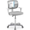 COSTWAY Sedia per Scrivania per Bambini, Sedia per Computer con Altezza Regolabile, Ruote, Sedile Girevole a Rete, Mobile Ergonomica per Bambini 3-10 Anni (Grigio)