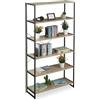 relaxdays Scaffale in Legno Stile Industrial, Libreria con 6 Ripiani HLP: 180 x 95 x 35 cm in Rovere e Metallo, Marrone