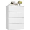 FOREHILL Cassettiera a 4 cassetti,Cassettiera Camera da Letto,Comò e Cassettiere in Legno,Mobiletto con Cassetti per Soggiorno, Camera da Letto, Corridoio, Cucina,60x40x80 cm Bianco