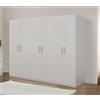 Bissolo Casa Armadio Multiuso 270x55x202 cm Bianco Opaco, 6 Ante Battenti, 3 Ripiani, 3 Tubi Appendiabiti, Spazioso e Moderno, Perfetto per Organizzare Casa e Ufficio