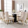 Merax Set di 6 sedie da sala da pranzo con battente, con rivestimento in velluto, colore beige/oro