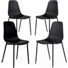 Bricozone Set 4 Sedie Da Pranzo Moderne Con Seduta In Polipropilene Schienale Ergonomico Gambe In Metallo Resistenti Sedie Cucina Sala Da Pranzo Soggiorno Design Minimal 87x53x49 Cm (Nero)