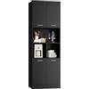 FirFurd Mobile Alto da Bagno 180.5cm,Armadietto da Terra Autoportante,Mobiletto Multiuso con 4 Ante Ripiano Regolabile,per Soggiorno Camera da letto Cucina 180.5x60x40cm Spedito in 2 Pacchi (Nero)
