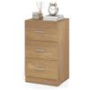 COSTWAY Comodino a 3 Cassetti 66 x 38 x 35 cm, Tavolino Moderno in Legno con Cassetti, Cassettiera per Camera da Letto, Ufficio e Salotto (Naturale)