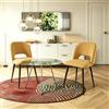 Chleby Set di 2 Sedia da Pranzo a Righe Sedie imbottite con schienale gambe in metallo per Sala da pranzo, soggiorno Giallo