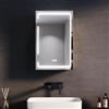 SONNI Armadio a LED con Specchio Illuminato 50 x 70 cm in Alluminio Antiappannamento Design Cerniera Wireless, Mobiletto Bagno Sospeso con Specchio e Presa Impermeabile per Bagno