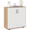 GIANTEX Credenza cucina armadio a 2 ante mobile cucina basso con ripiano regolabile a 5 posizioni, 2 kit anti-ribaltamento, armadio per soggiorno, ingresso, 80 × 31,5 × 82 cm (Naturale)