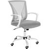 CLP Sedia Ufficio Girevole Tracy Colorata I Sedia Scrivania Direzionale In Rete Con Braccioli I Sedia Pc Imbottita, Colore:grigio chiaro, Colore del telaio:bianco