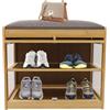 soudesileim Panca per scarpe a 2 ripiani con vano portaoggetti, porta magnetica e maniglia, porta dell'armadio trasparente, design a penna, rettangolare, con seduta (50 cm, colore log