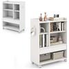 KOMFOTTEU Mobile Porta Stampante con Cassetto, Ganci, Protezione Bordo, Ripiani Regolabili, e Ruote Bloccabili, Schedario da Ufficio in Legno， Mobiletto da Archivio, 63,5 x 30 x 84,5 cm (Bianco)