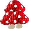 HOMSFOU Ornamento a Fungo Nido d'Ape 3 Pezzi in Cartone Rosso | Decorazione Chic e Graziosa, per Foto di Festa e Allestimenti Celebrativi, Forma a Fungo