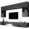 3E 3xE living.com Parete attrezzata Nero Opaco/Grigio Lucido, Parete Media Design Moderno MDF Alto Lucido