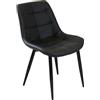 milani home - poltrona imbottita senza braccioli in ecopelle, nero, gambe in metallo, per sala da pranzo e salotto, 59 x 51 x 82 cm