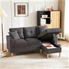 Lcoho Divano moderno a forma di L, 3 posti con chaise longue, spazio di archiviazione, portabevande integrato, fornito con 2 cuscini, adatto per soggiorno, ufficio, appartamento, ecc. (grigio scuro)