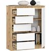 BDW - Cassettiera con 5 cassetti e 1 anta - 80 cm di larghezza, 97 cm di altezza - Armadio, credenza, multiuso, scarpiera, cassettiera, armadietto - soggiorno, camera da letto, corridoio (rovere