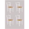 S.I.S.A. di G.&G. srl SISA srl, Set di 4 Sedie, Sedie Sala da Pranzo Legno, Sedie Cucina Legno, Arredo Casa, Modello Paesana, Colore Laccato Bianco, Seduta Paglia, 45x37x87, Sedie Bianche, Made In Italy