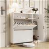 CXHLXYR Mobile per scarpe, Armadio per scarpe con 3 ante ribaltabili Cassettiera per scarpe con spazio di archiviazione e divisori regolabili per scarpe, per ingresso o corridoio, 110x24x114 cm (Bianco-A, 4