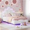 BLSYHDH Letto Principessa Corona 90 x 200, per bambini con LED per ragazze, somier con doghe (bianco, 90 x 200)