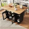 KUAKE Isola da cucina, moderna in silando, carrello da portata rimovibile, carrello da pranzo con venature del legno, armadio a buffet, tavolo da pranzo multifunzionale con spazio di archiviazione