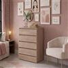 Linea Azzurra Settimino 75 Cassettiera in Legno Nobilitato Melaminico con 5 Cassetti con Guide Metalliche 127x75x40cm Made in Italy per Camera da Letto, Soggiorno, Ingresso, Ufficio, Bagno