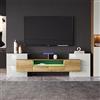 Huayz Mobile TV 200 cm, elegante mobile TV Lowboard.lucido con illuminazione a LED, mobili da soggiorno. Design moderno. Elegante superficie in vetro (colore legno)
