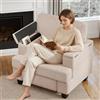 Ckaff Extra-Grand Poltrona Salotto Contenitore, Divano Singolo Poltrone Camera da Letto con Braccioli con Contenitore, Poltrona Imbottita Relax per Salotto Soggiorno Camera da Letto, Beige