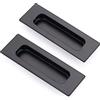 Lpraer Mangsen - Confezione da 2 tiranti rettangolari da incasso per porta scorrevole, 12 x 4 x 1,2 cm, in acciaio INOX nero opaco, per porte scorrevoli