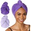 Turbie Twist Confezione da 2 asciugamani per capelli in microfibra per bellezza, viaggi, regali, turbante avvolgente per capelli lisci, mossi e ricci - Cura personale di alta qualità, viola scuro e