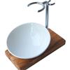 D.O.M. Die Olivenholz-Manufaktur D.O.M. Set di 3 pennelli da barba Classic Plus in legno di ulivo con ciotola ovale in porcellana da 10 cm + porta rasoio
