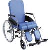 Moretti Sedia comoda Moretti per anziani autospinta posteriore, 50CM, Blu, Verniciato, Pelle sintetica, Schienale rigido, Con ruote, Poggiapiedi, Bracciolo, Reclinabile