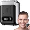 Generico Rasoio elettrico per barba, Rasoio elettrico per baffi,Rasoio elettrico da uomo portatile potente e impermeabile - Rasoio Wet & Dry, rasoio da uomo tascabile ricaricabile tramite USB per baffi