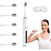 CENMOO Spazzolino da denti elettrico con 5 modalità e 6 testine, spazzolino a ultrasuoni impermeabile , spazzolino da denti a batteria, spazzolino ultra sbiancante per uomini, donne e bambini