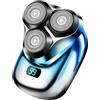 GDWD Mini rasoio elettrico portatile da uomo, elettrico senza fili, con 3 testine rotanti 3D, rasoio rotante 3D, rasoio rotativo a LED, pulizia profonda Shaver Men (blu)