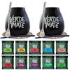 Cebador Yerba Mate Set completo 2x Set da Principianti per Due Yerba Mate Verde Mate 10x50g 2x Larga Calebassa di ceramica 350ml 2x Bombilla 2x Bastoncino per Pulizia Prodotto di Cebador