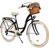 Generic Milord - Bicicletta da donna, con cestino in vimini, stile vintage, 26 pollici, cambio Shimano a 7 marce