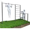 QLS ZO6-60 - Stazione fitness per esterni, con barra per trazioni, dip station e parete a pioli, set da giardino, regolabile in altezza, fino a 250 kg, in acciaio zincato