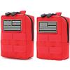 GAZJYUSP Confezione da 2 sacchetti Molle - Marsupio per cellulare, accessori EDC, piccola tasca multiuso con toppa a bandiera tattica compatta resistente all'acqua (rosso)