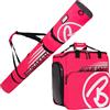 Brubaker Borsa Porta Scarponi con Scomparto Casco et Sacca da Sci Colore Neon Fuchsia/Bianco 190 cm