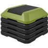 Sportnow - Step per Aerobica e Fitness Antiscivolo con Altezza Regolabile da 10/15/20/25/30 cm Carico 150 kg per Allenamento a Casa Palestra Verde