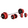 HOMCOM Set Bilanciere con Dischi Pesi 65kg Totali in Sabbia di Ferro, Metallo e Gomma, Rosso