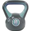 BAKAJI Kettlebell 2 Kg di Peso in Ghisa per Palestra, Fitness, Riabilitazione, Esercizio, Allenamento Forza, Impugnatura Ergonomica Anti-Scivolamento, Fondo Piatto per Maggiore Stabilità, Grigio e Blu