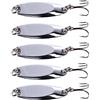 TopHomer 5 pezzi di esche da pesca in metallo con scatola, cucchiaio da pesca duro, cucchiaio da pesca, triplo gancio, esca da trota con paillettes [5 g argento]