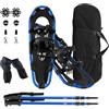 GYMAX Set Ciaspole da Neve, Racchette da Neve in Leghe di Alluminio con Bastoni da Trekking Regolabile e Borsa Impermeabile, Gamma di Peso 30-130 kg (Navy, 21 pollici)